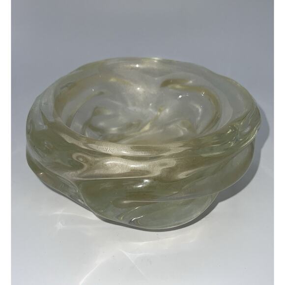 MCM Archimede Seguso Murano Heavy Gold Leaf Freeform Glass Bowl
